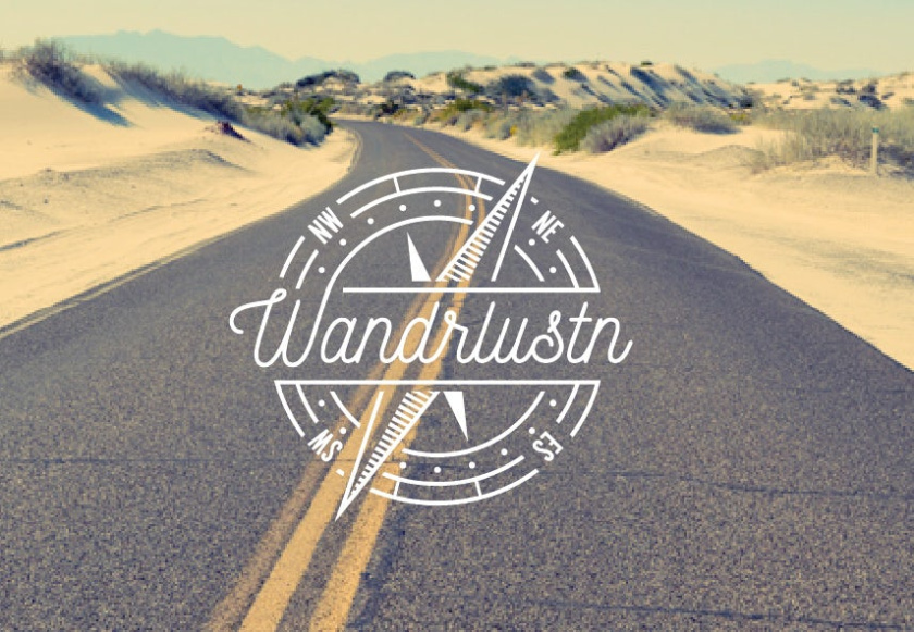 線條藝術(shù)指南針旅游logo設(shè)計