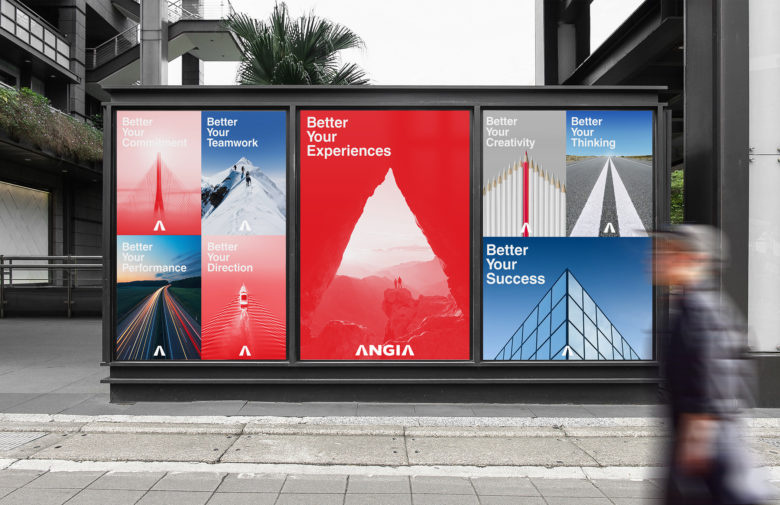 ANGIA房地產(chǎn)投資公司logo/VI設(shè)計(jì)，源自建筑的向上運(yùn)動(dòng)風(fēng)格