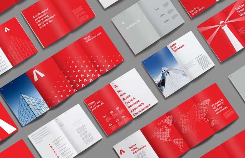 ANGIA房地產(chǎn)投資公司logo/VI設(shè)計(jì)，源自建筑的向上運(yùn)動(dòng)風(fēng)格