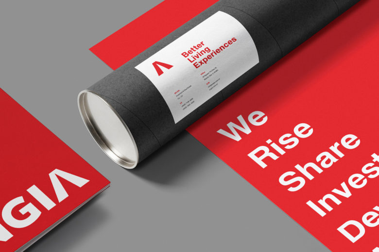 ANGIA房地產(chǎn)投資公司logo/VI設(shè)計(jì)，源自建筑的向上運(yùn)動(dòng)風(fēng)格