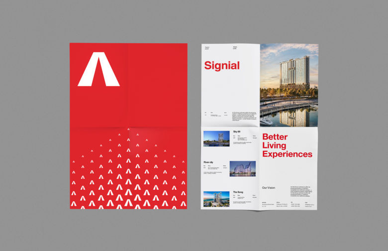 ANGIA房地產(chǎn)投資公司logo/VI設(shè)計(jì)，源自建筑的向上運(yùn)動(dòng)風(fēng)格