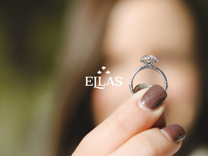 ELLAS珠寶品牌logo設(shè)計(jì)與品牌vi形象設(shè)計(jì)，三個(gè)花朵徽章