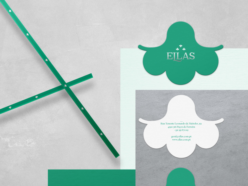 ELLAS珠寶品牌logo設(shè)計(jì)與品牌vi形象設(shè)計(jì)，三個(gè)花朵徽章