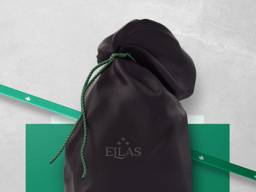 ELLAS珠寶品牌logo設(shè)計(jì)與品牌vi形象設(shè)計(jì)，三個(gè)花朵徽章
