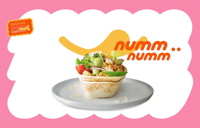Nummy云端廚房外賣美食品牌logo設計與形象vi設計，源自字母n的識別符號