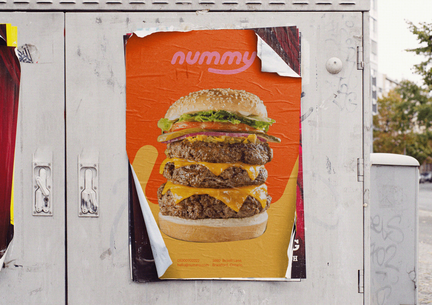 Nummy云端廚房外賣美食品牌logo設計與形象vi設計，源自字母n的識別符號