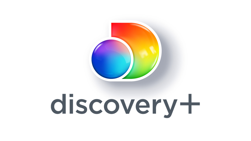 Discovery+探索電視節(jié)目頻道品牌logo設計，光譜色幾何D和一個圓的結合