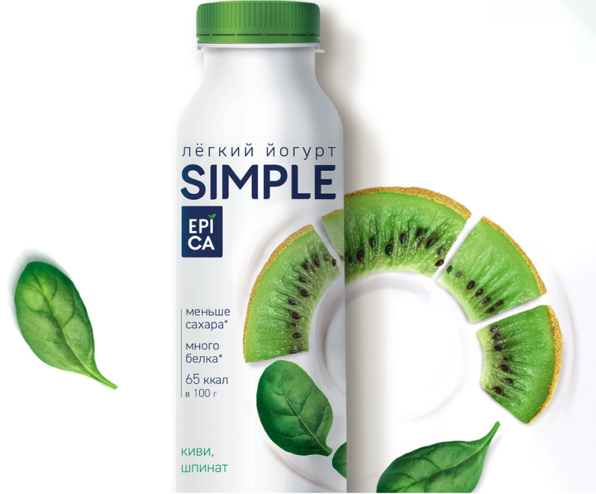 Epica Simple 低糖酸奶包裝設(shè)計(jì)，酸奶添加的谷物及水果顆粒，組成O字符號(hào)