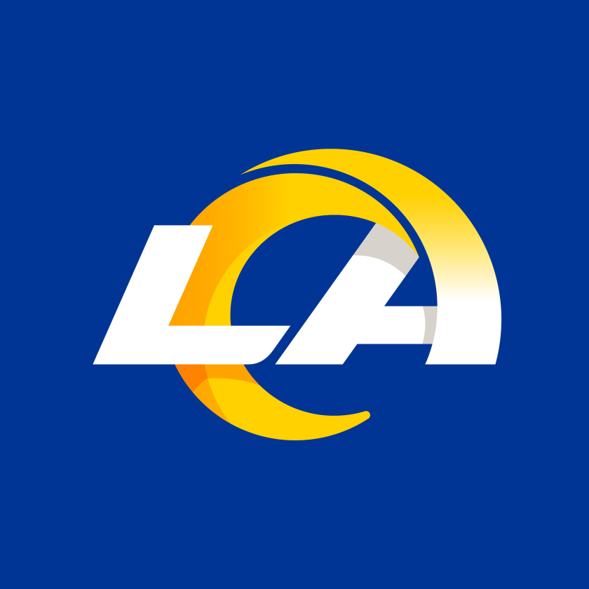 洛杉磯公羊橄欖球隊logo設計品牌形象設計，LA字母組合成公羊簡約造型
