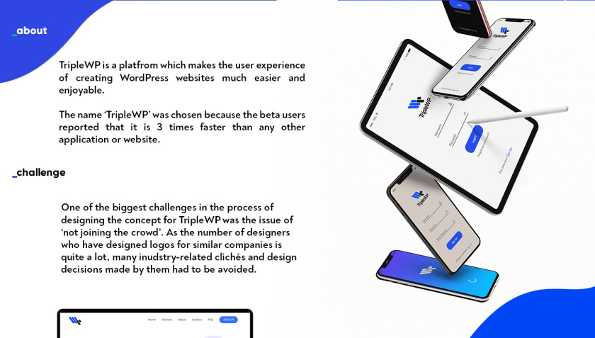 TripleWP wordpress模板網站科技公司logo設計與vi設計，科技藍色風格