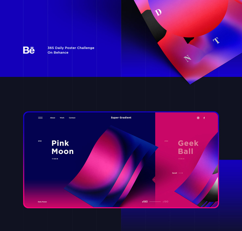 Super Gradient 超梯度品牌網(wǎng)站概念設(shè)計(jì)，超明亮炫酷漸變色設(shè)計(jì)