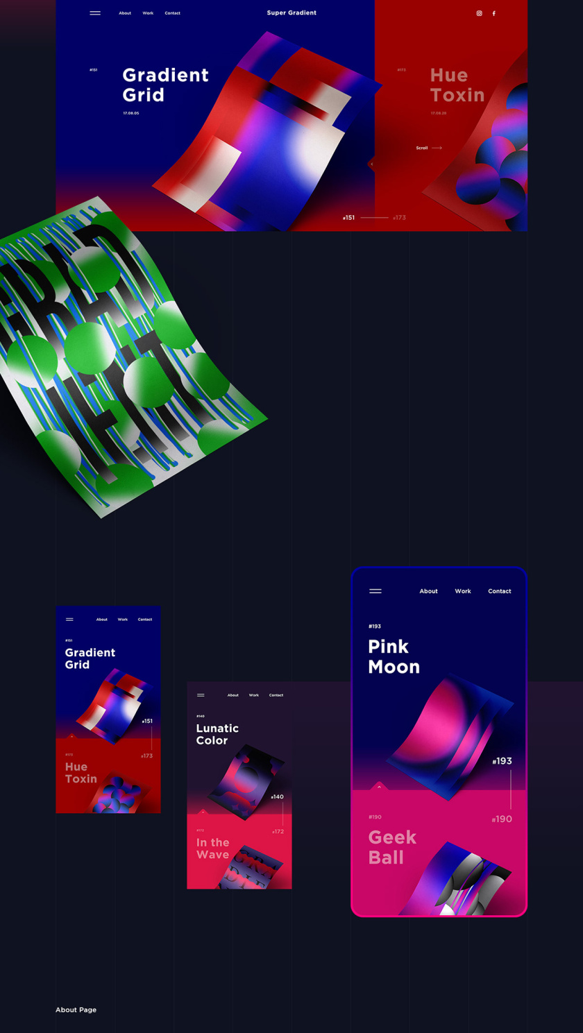 Super Gradient 超梯度品牌網(wǎng)站概念設(shè)計(jì)，超明亮炫酷漸變色設(shè)計(jì)