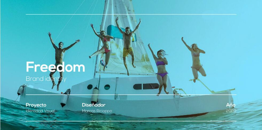 Freedom 旅游公司logo設計vi設計，輕快的淺藍色風格