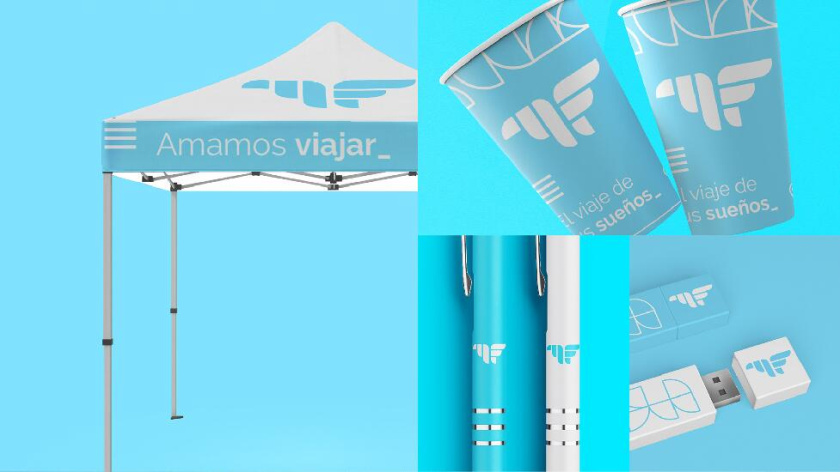 Freedom 旅游公司logo設計vi設計，輕快的淺藍色風格