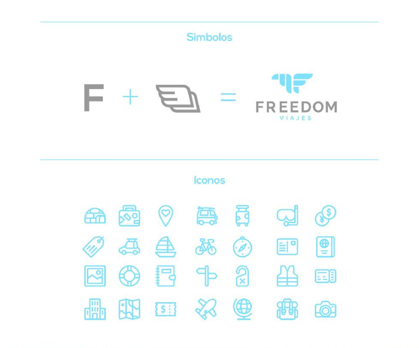 Freedom 旅游公司logo設計vi設計，輕快的淺藍色風格