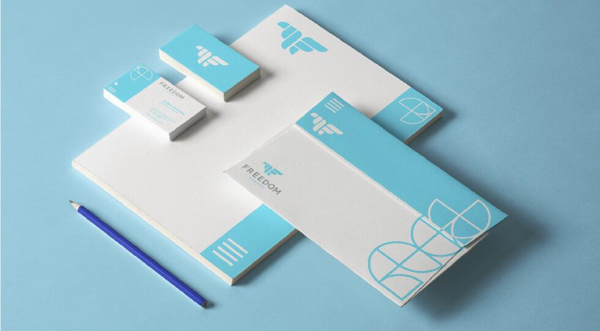 Freedom 旅游公司logo設計vi設計，輕快的淺藍色風格