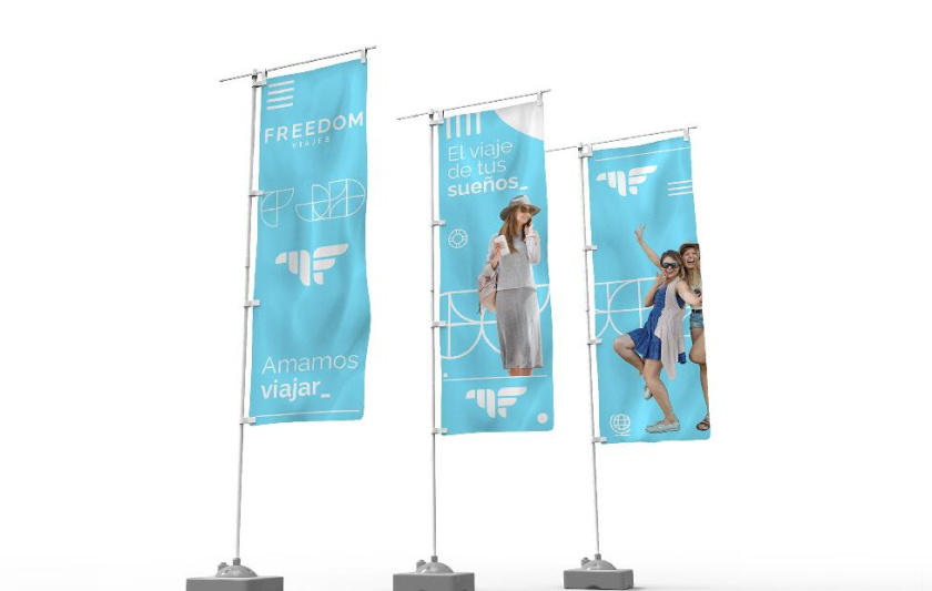 Freedom 旅游公司logo設計vi設計，輕快的淺藍色風格