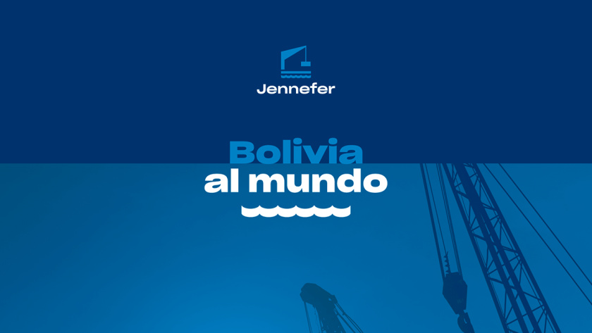 Jennefer國際港口品牌vi形象設計logo設計，大型起吊機元素與沉穩(wěn)活力藍色配色