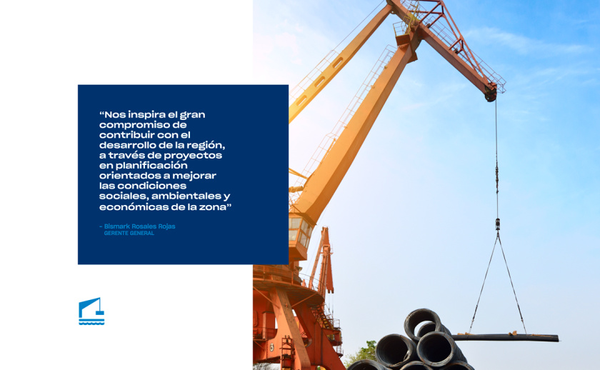 Jennefer國際港口品牌vi形象設計logo設計，大型起吊機元素與沉穩(wěn)活力藍色配色