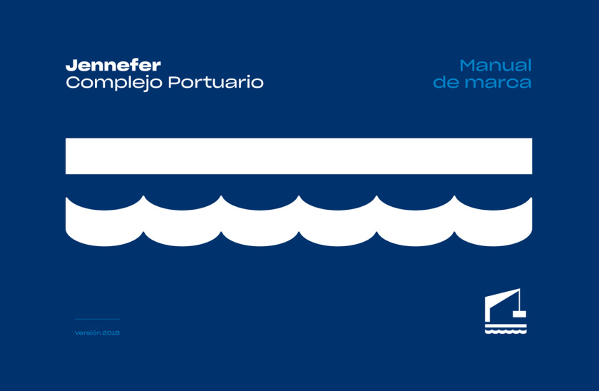 Jennefer國際港口品牌vi形象設計logo設計，大型起吊機元素與沉穩(wěn)活力藍色配色-輔助圖形設計