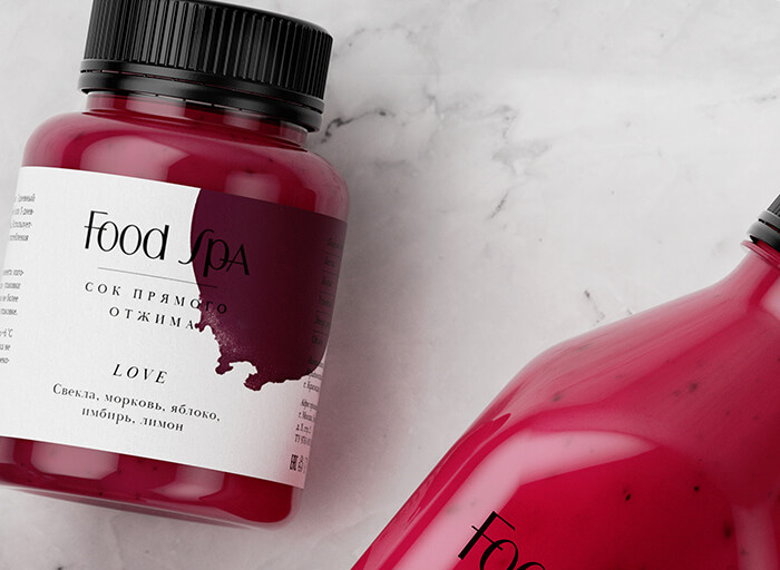 FoodSpa健康排毒果汁食品包裝設(shè)計，自然水彩配色方案