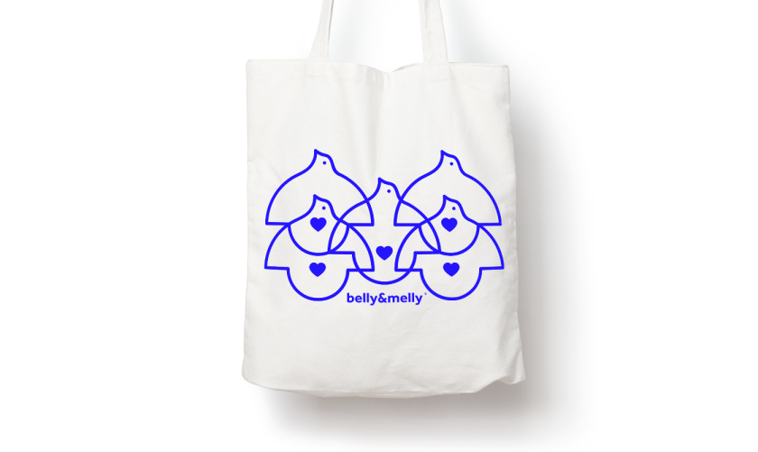 belly&melly 母嬰用品品牌logo設(shè)計(jì)vi設(shè)計(jì)，小鳥+燈泡+心形