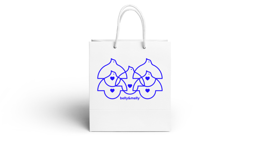 belly&melly 母嬰用品品牌logo設(shè)計(jì)vi設(shè)計(jì)，小鳥+燈泡+心形