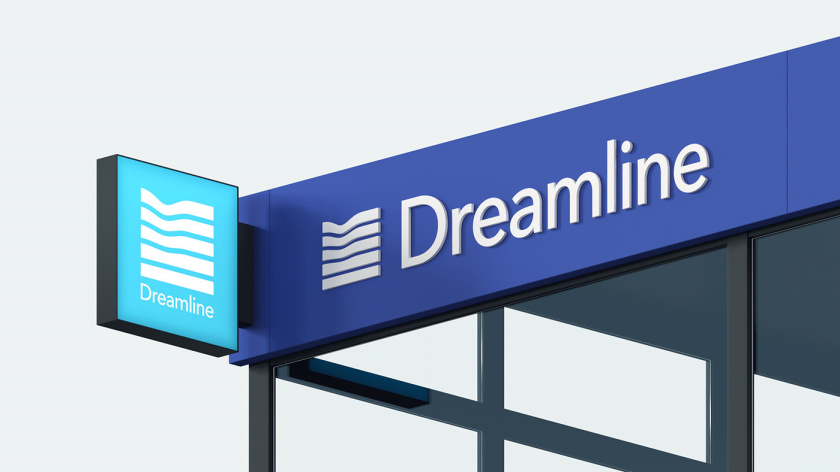 Dreamline 睡眠產(chǎn)品床墊寢具品牌logo設(shè)計(jì)vi設(shè)計(jì)，床墊多層結(jié)構(gòu)承受人體壓力的圖形