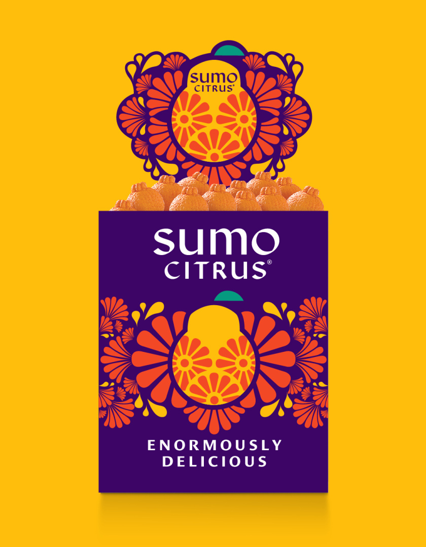 Sumo Citrus 橘子包裝箱設(shè)計(jì)靈感來自水果的獨(dú)特形狀和日式圖案