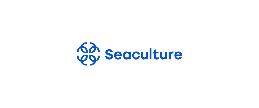 Seaculture 海水養(yǎng)殖海鮮品牌logo與vi識別設計，四個線條魚組合