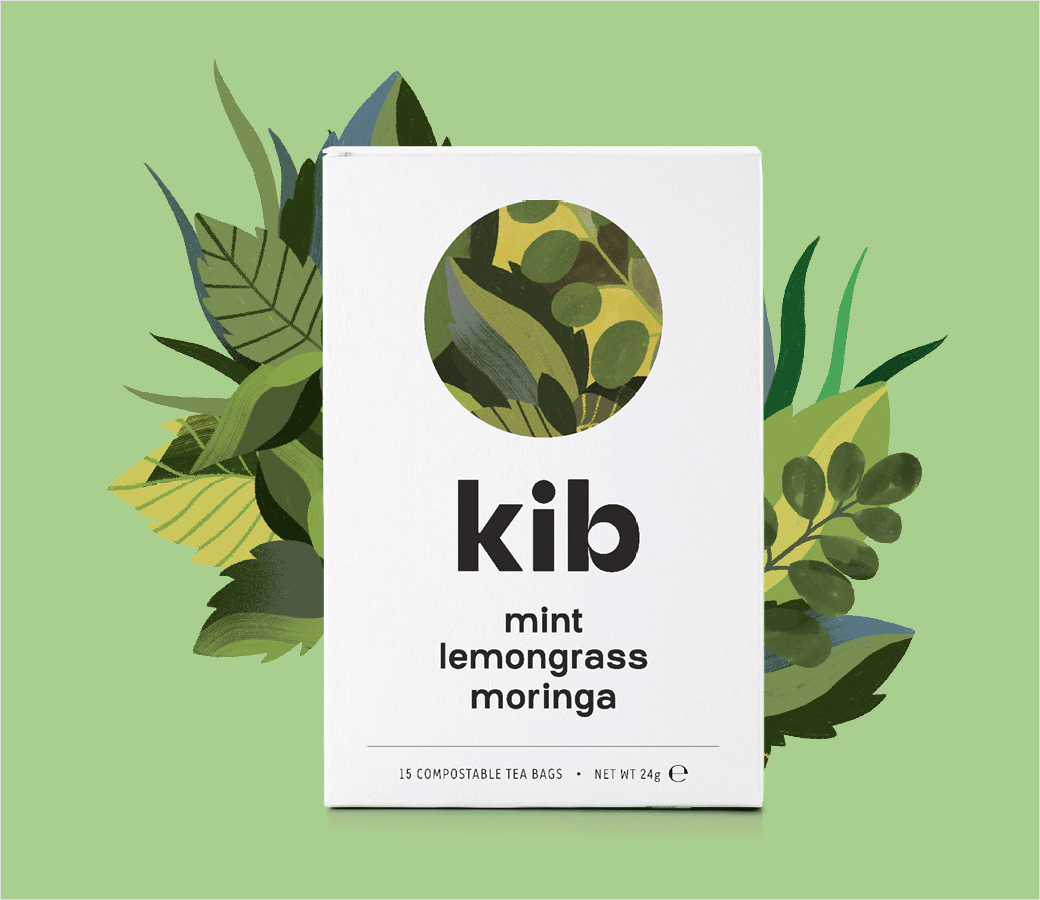 Kib''''天然保健花草茶茶葉包裝設計插畫設計,自然簡潔的圓形風格 Kib''''天然保健花草茶茶葉包裝設計插畫設計,自然簡潔的圓形風格