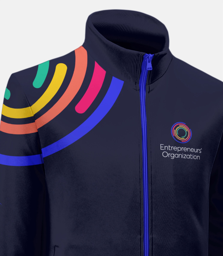 EO企業(yè)家組織協(xié)會機(jī)構(gòu)logo設(shè)計與品牌視覺形象vi設(shè)計，動態(tài)風(fēng)格多層圓形線條