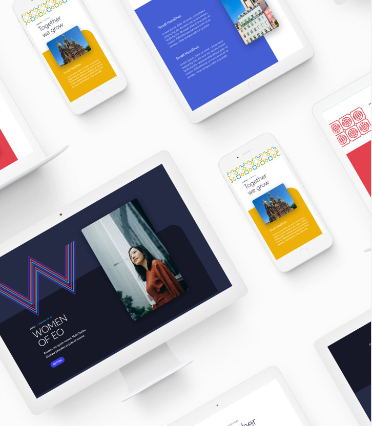 EO企業(yè)家組織協(xié)會機(jī)構(gòu)logo設(shè)計與品牌視覺形象vi設(shè)計，動態(tài)風(fēng)格多層圓形線條