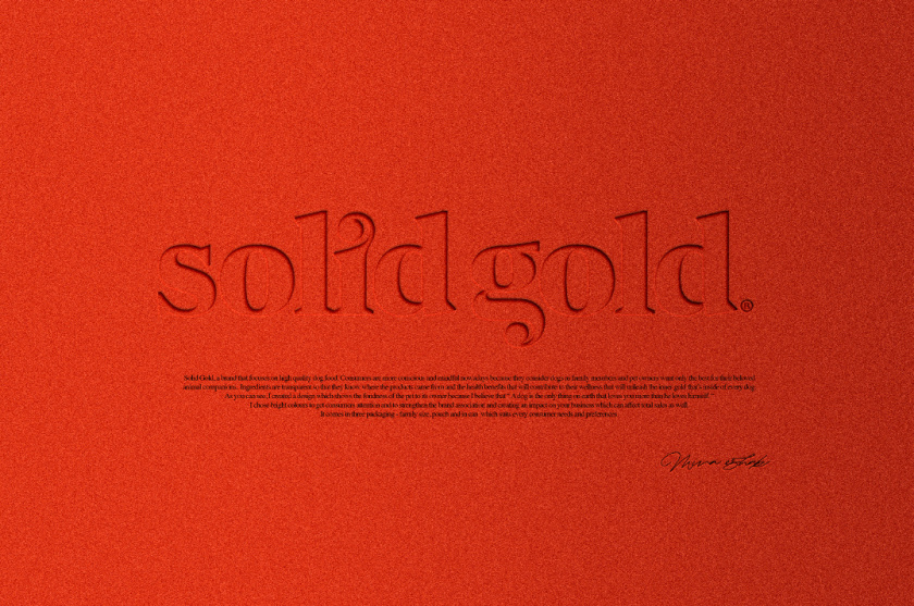 Solid Gold 純金狗糧包裝設(shè)計，寵物與主人的簡約扁平插畫風(fēng)格
