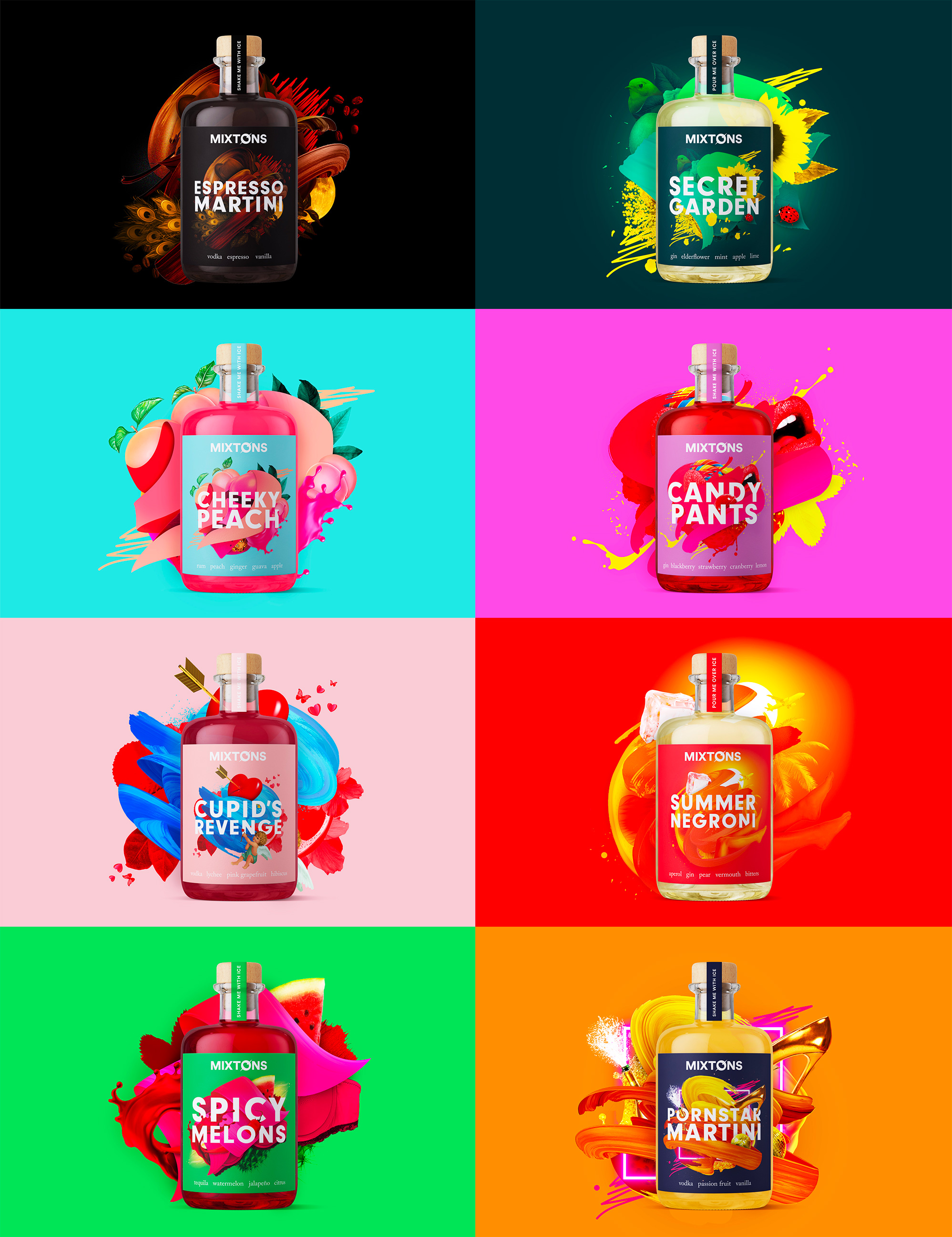Mixton 雞尾酒包裝設(shè)計(jì)“3D混合元素拼貼插圖風(fēng)格” Mixton 雞尾酒包裝設(shè)計(jì)“3D混合元素拼貼插圖風(fēng)格”