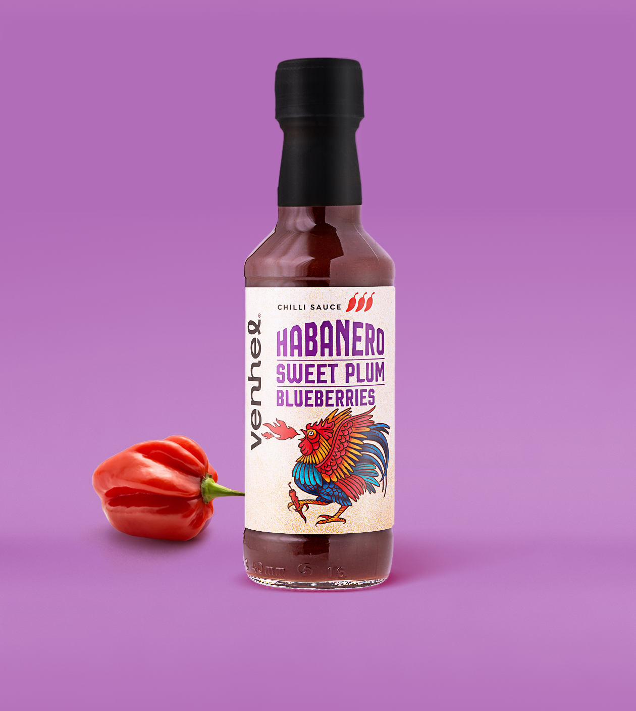 VENHEL辣醬包裝設(shè)計“手繪公雞插圖”