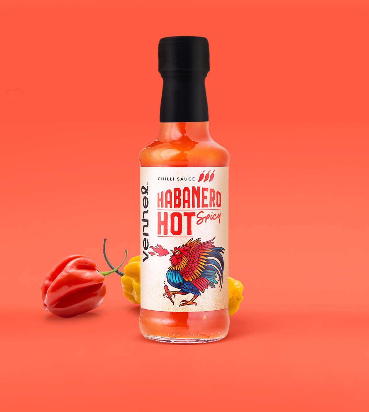 VENHEL辣醬包裝設(shè)計“手繪公雞插圖”