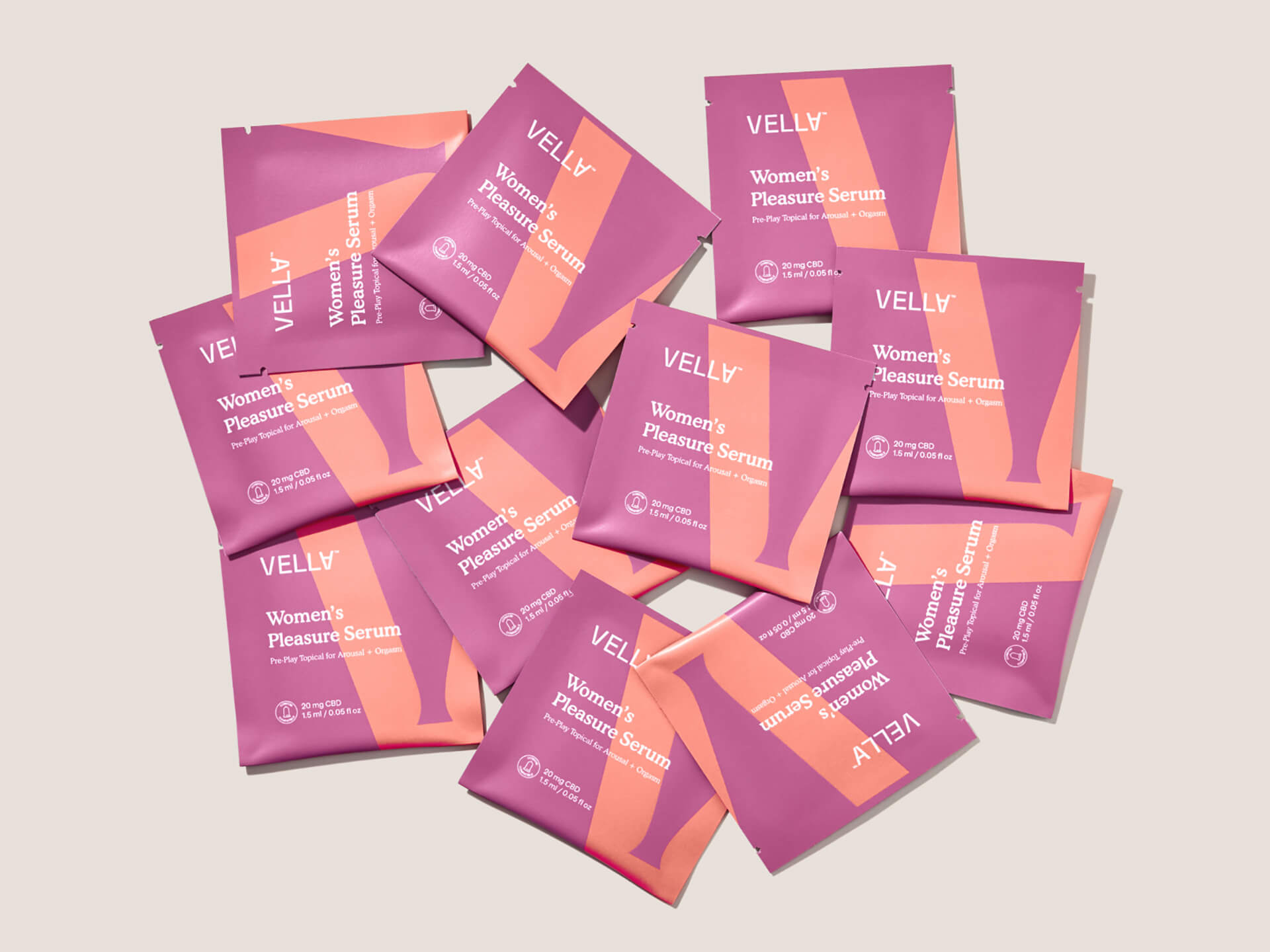 Vella女性愉悅精華素包裝設(shè)計(jì)，化妝品風(fēng)格，突出v字母識(shí)別