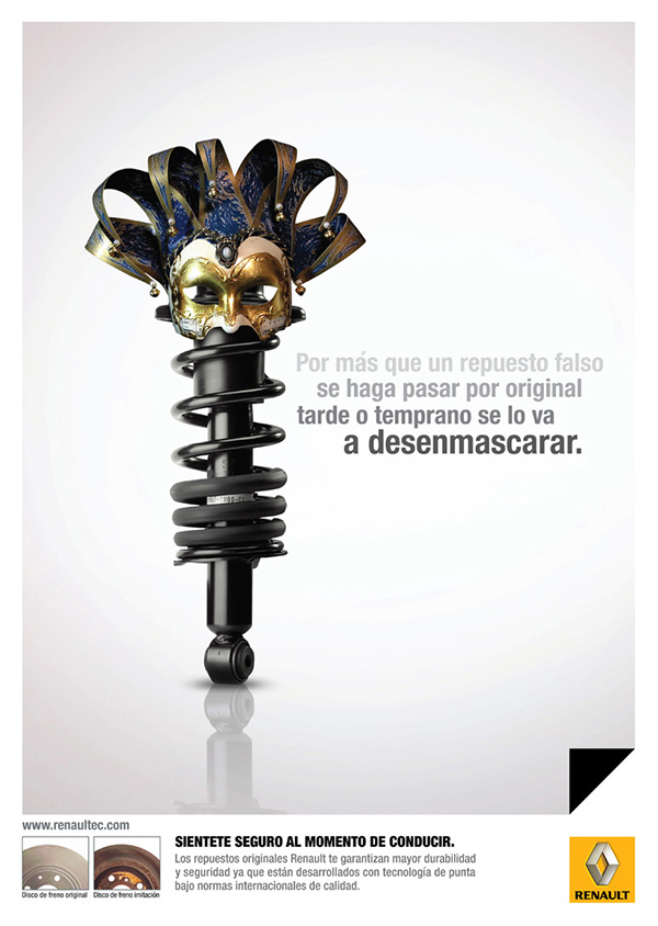 雷諾汽車原廠汽車配件平面廣告設計，不要假冒配件傷害