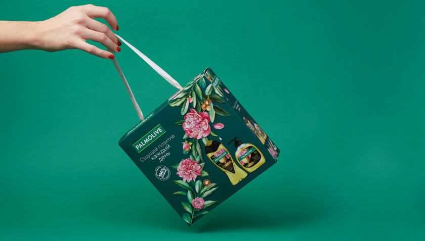 Palmolive 洗護(hù)沐浴露禮品套裝禮盒包裝設(shè)計,對角線植物圖案 Palmolive 洗護(hù)沐浴露禮品套裝禮盒包裝設(shè)計,對角線植物圖案