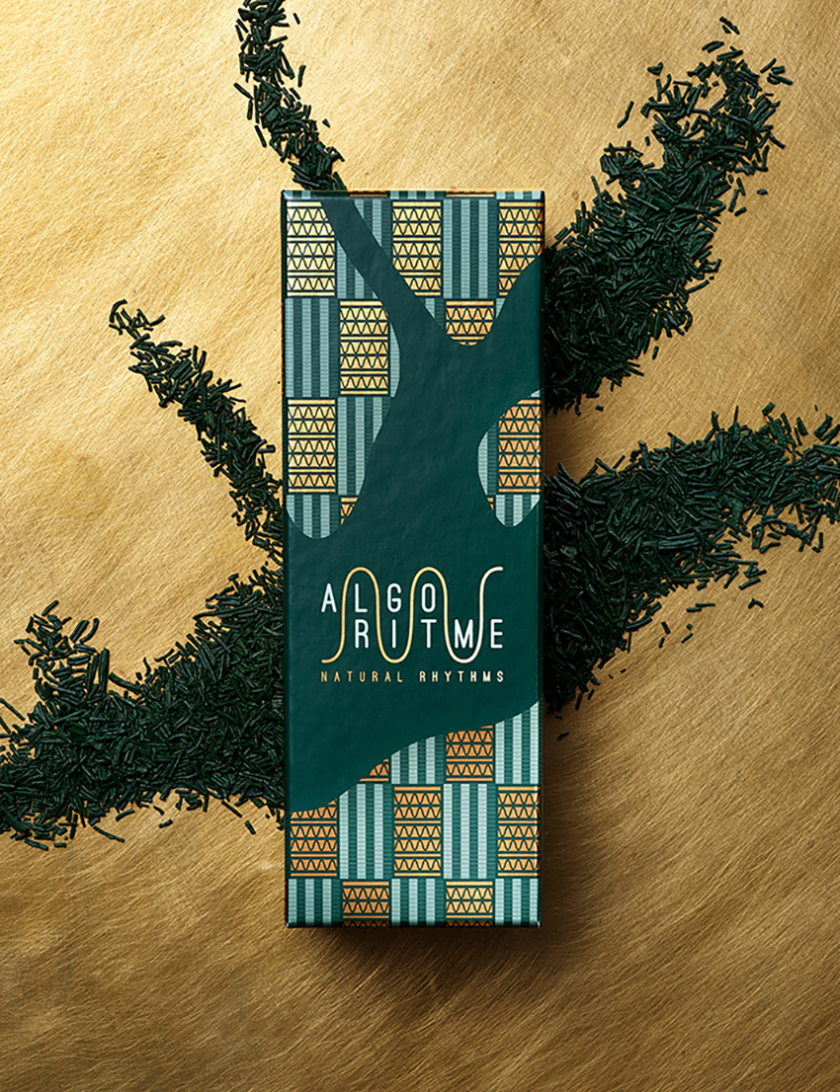 Algoritme螺旋藻補充劑包裝設計“波浪圖案”