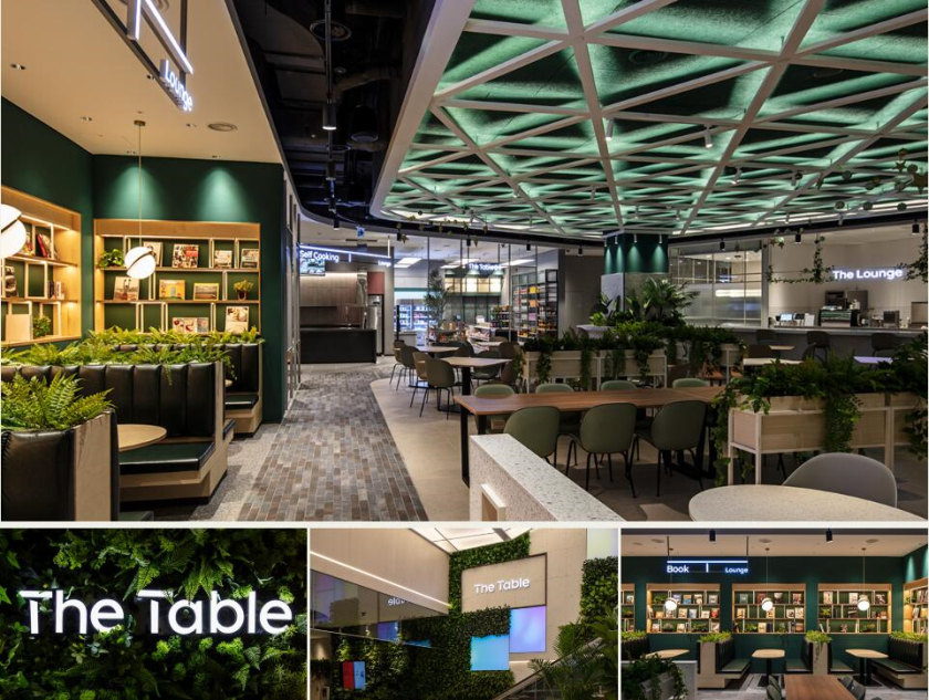 The Table 電信品牌vi視覺識別設(shè)計空間設(shè)計,與桌子結(jié)合的長長的T型水平線元 The Table 電信品牌vi視覺識別設(shè)計空間設(shè)計,與桌子結(jié)合的長長的T型水平線元
