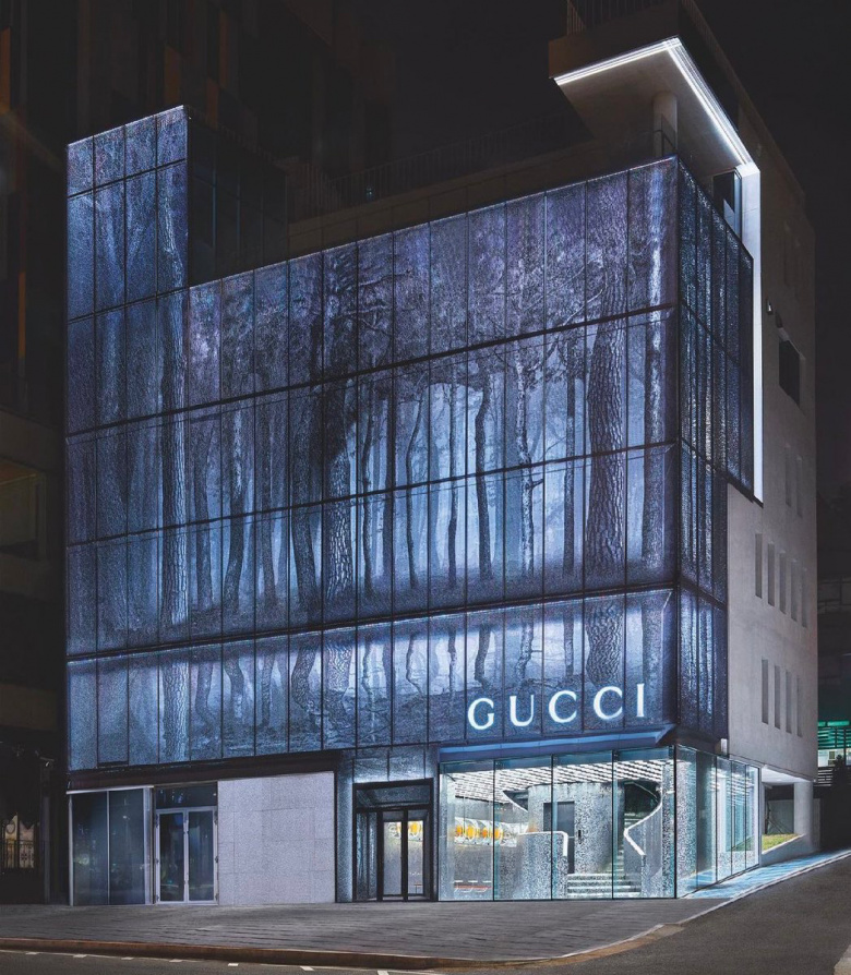 Gucci 韓國旗艦店店鋪空間設計，韓國傳統(tǒng)圖案與充滿活力的燈光組合