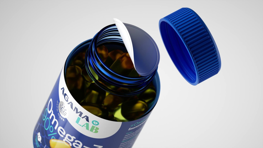 Agama lab魚肝油Omega-3魚油保健品包裝設(shè)計，注重信息分類處理
