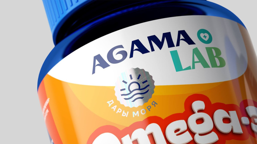 Agama lab魚肝油Omega-3魚油保健品包裝設(shè)計，注重信息分類處理