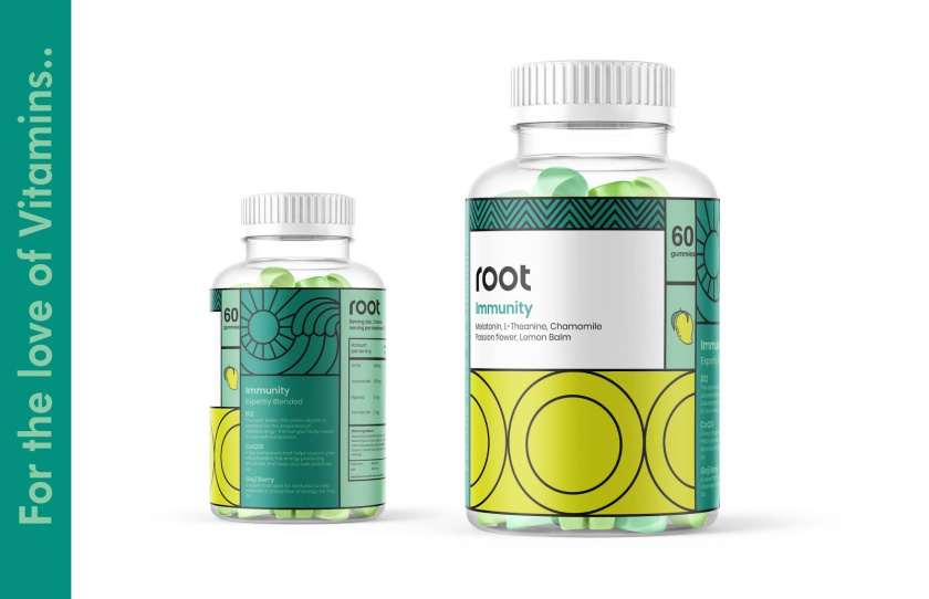 根系營(yíng)養(yǎng) Root Nutrition 維生素補(bǔ)充劑保健品線條插畫(huà)包裝設(shè)計(jì)