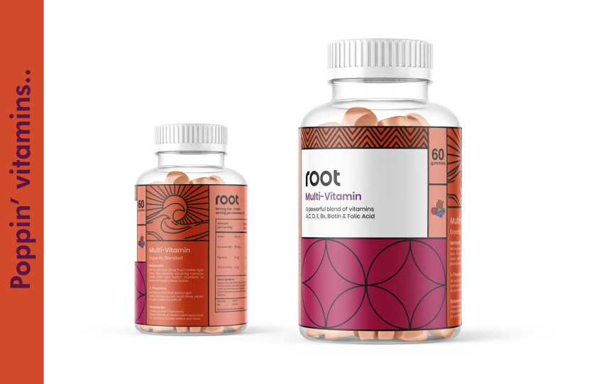 根系營(yíng)養(yǎng) Root Nutrition 維生素補(bǔ)充劑保健品線條插畫(huà)包裝設(shè)計(jì)