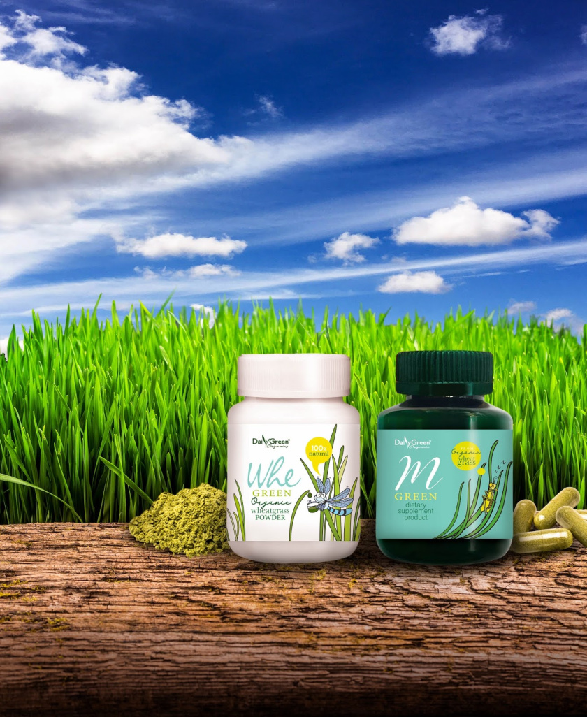 Daily Green有機(jī)小麥草膳食營養(yǎng)補(bǔ)充劑產(chǎn)品包裝設(shè)計，“小草+昆蟲”插畫