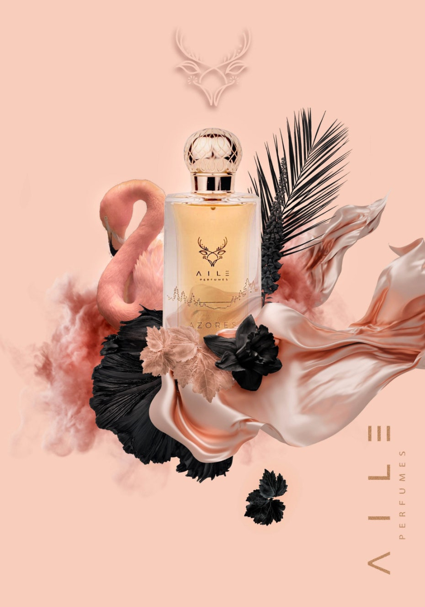 圖：粉紅色香水產(chǎn)品的標(biāo)志和品牌設(shè)計(jì)