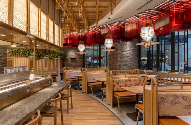 Sushi Tei 日式壽司餐廳餐飲店鋪室內(nèi)空間設(shè)計(jì)“自然原木喜慶”風(fēng)格